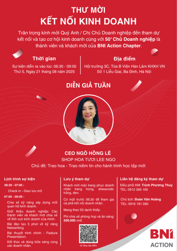 Kết Nối Kinh Doanh Cùng BNI Action Chapter Hà Nội