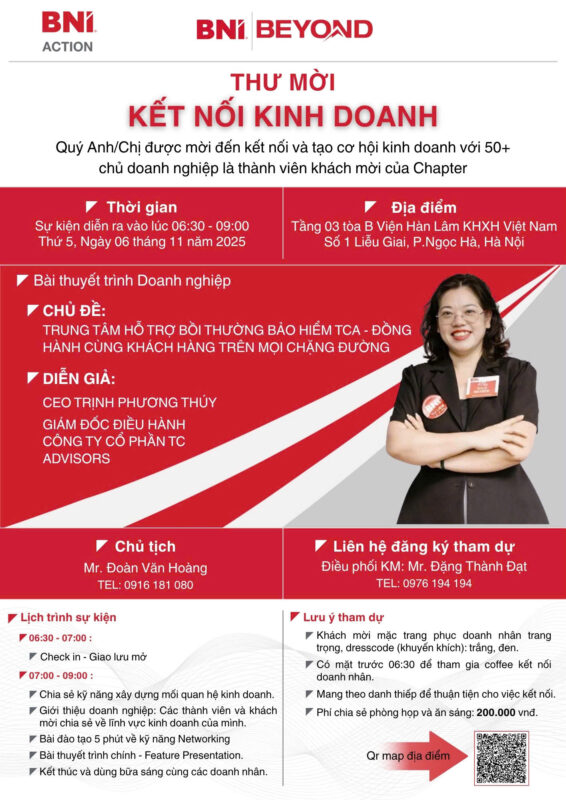 THƯ MỜI KẾT NỐI KINH DOANH – BNI ACTION 06/11/2025