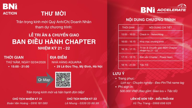 LỄ TRI ÂN & CHUYỂN GIAO BNI ACTION